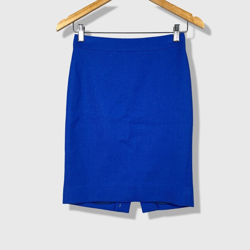 J.Crew No. 2 Pencil Skirt Womens 00P Royal Blue Wool Career Professional